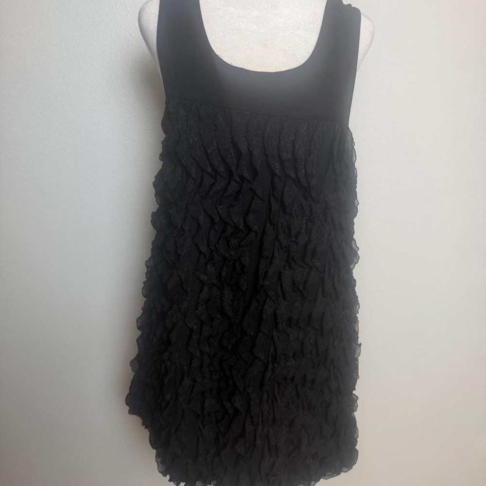 Vibe Women's Black Ruffle Mini Party Dress Large